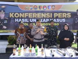 Polres Bondowoso Musnahkan Ribuan Miras dan Puluhan Knalpot Brong