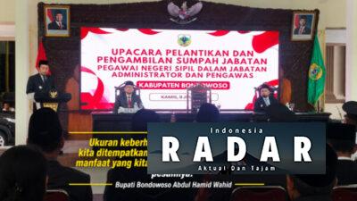 Pelantikan Pejabat Pemkab Bondowoso, Bupati Minta Birokrasi Bergerak Cepat Layani Masyarakat