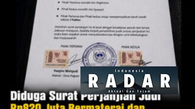 Diduga Surat Perjanjian Judi Rp820 Juta Bermaterai dan Berstempel Kecamatan Taman Krocok Beredar, Camat: “Berarti Itu Palsu”