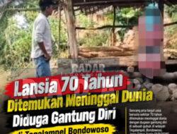Lansia 70 Tahun Ditemukan Meninggal Dunia Diduga Gantung Diri di Tegalampel Bondowoso